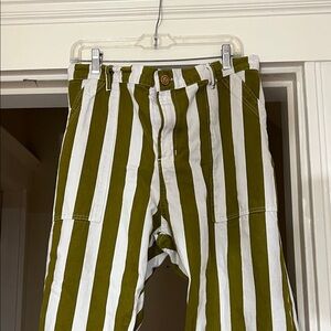 Big Bud Press Green and White Striped Chinos